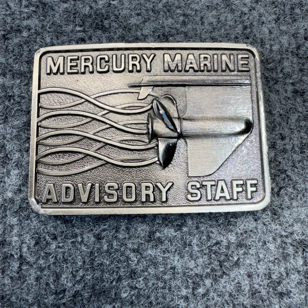 Vintage Mercury Marine Belt Buckle Mens OS Vintage 1977 Nautical Advisory Staff